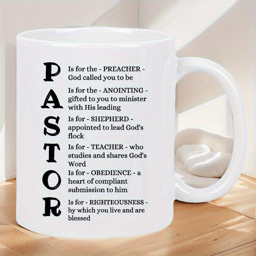 Tailorly White Ceramic 11 oz Mug - Pastor Preacher Anointing Shepherd Teacher Obedience Righteousness Vertical Typography Featuring Meaningful Definitions Of