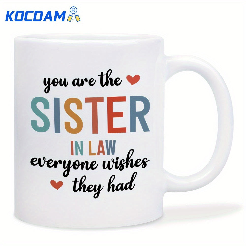 Tailorly White Ceramic 11 oz Mug - You Are The Sister In Law Everyone Wishes They Had Minimalist Decorated With Small Delicate Red Heart Accents Mug