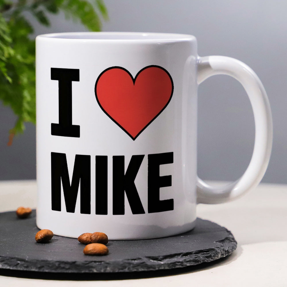 Tailorly White Ceramic 11 oz Mug - I Mike Simple Red Heart Icon Set Against A Smooth Mug