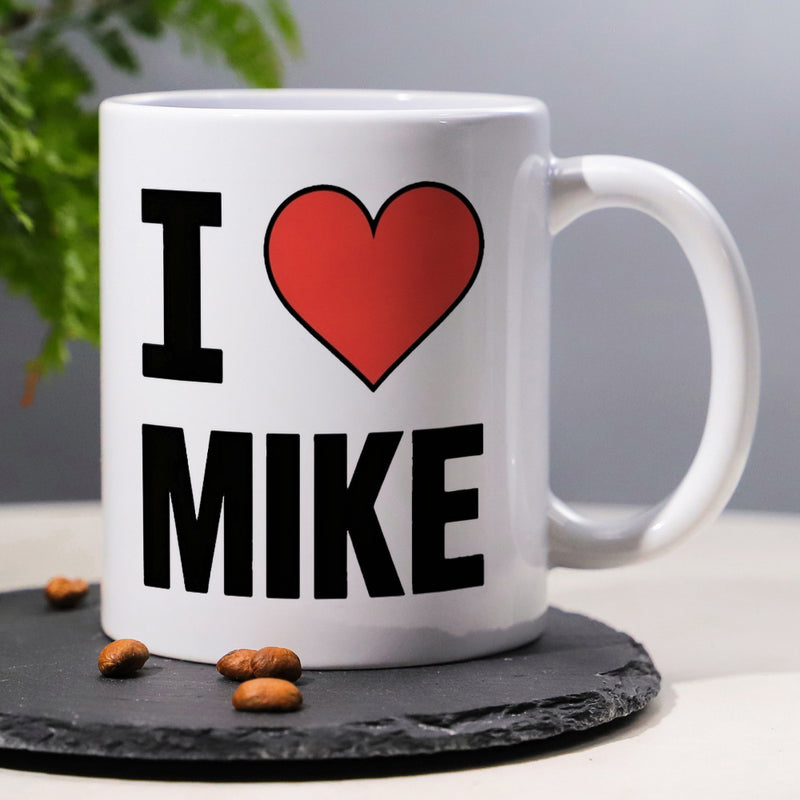 Tailorly White Ceramic 11 oz Mug - I Mike Simple Red Heart Icon Set Against A Smooth Mug