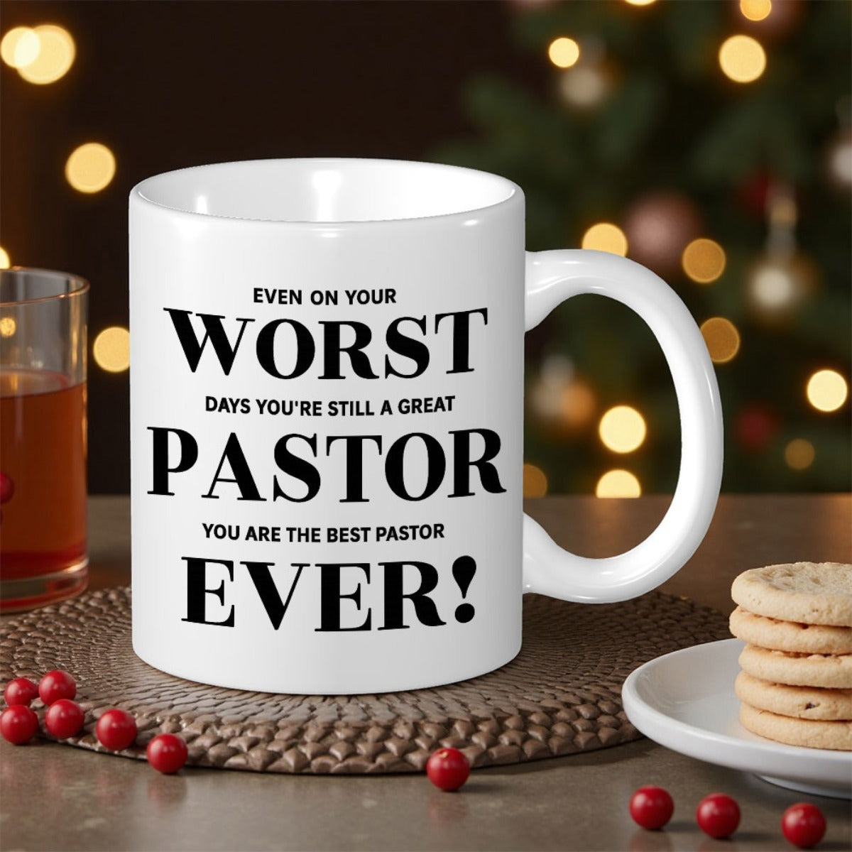 Tailorly White Ceramic 11 oz Mug - Even On Your Worst Days Youre Still A Great Pastor You Are The Best Pastor Ever Minimalist White Ceramic Cup With Solid Black