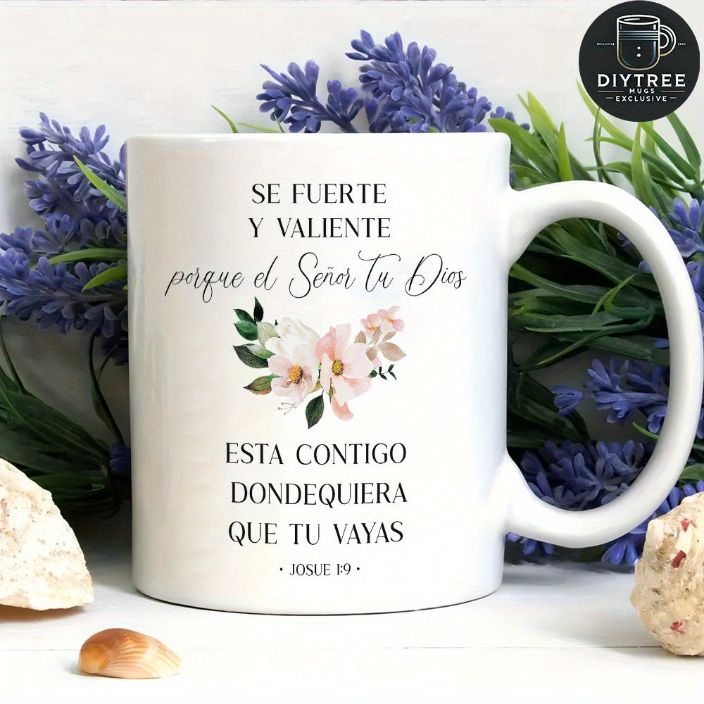 Tailorly White Ceramic 11 oz Mug - Delicate Pastel Blooming Petals Surrounded By Vibrant Green Foliage Flower