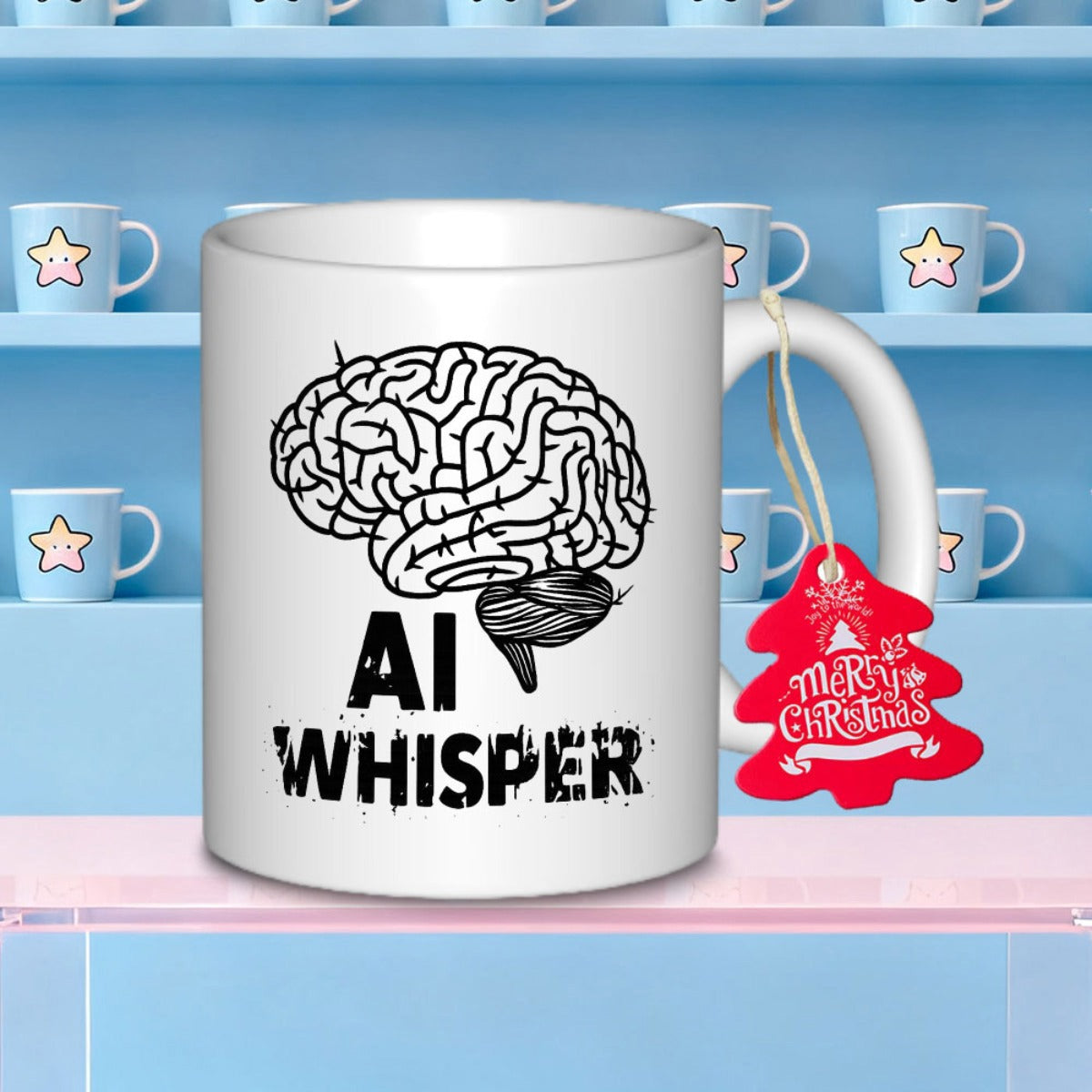 Tailorly White Ceramic 11 oz Mug - Ai Whisper Detailed Anatomical Line Art Depicting Human Intellect And Complex Neurological Connections Brain