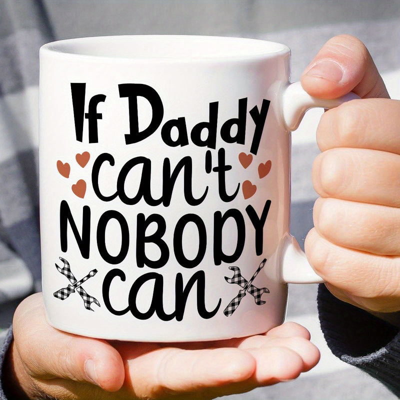 Tailorly White Ceramic 11 oz Mug - If Daddy Cant Nobody Can Featuring Small Red Hearts With Classic Crossed Pattern Repair Wrenches Mug