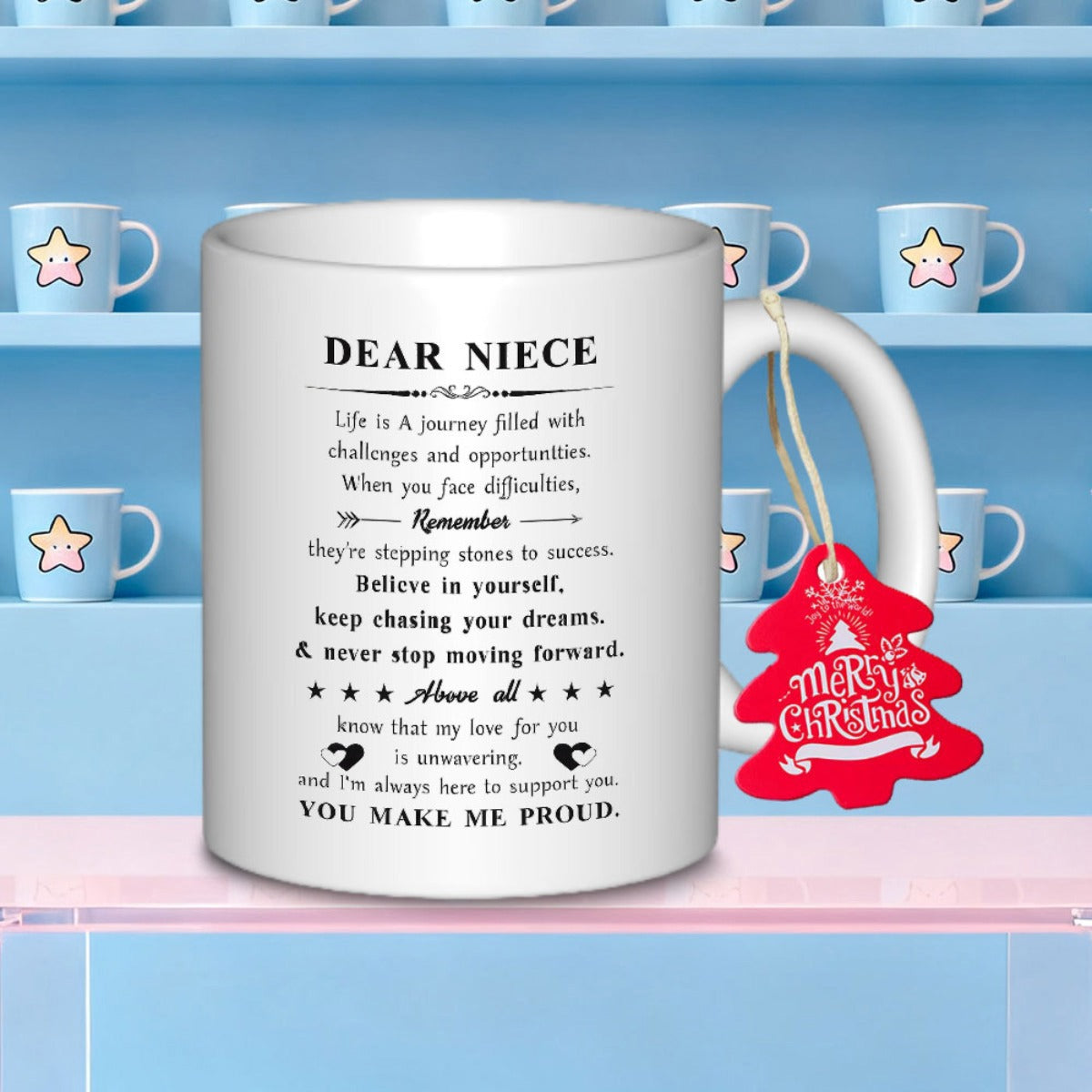 Tailorly White Ceramic 11 oz Mug - Dear Niece Life Is A Journey Remember Believe In Yourself Above All You Make Me Proud Elegant White Ceramic With Motivational