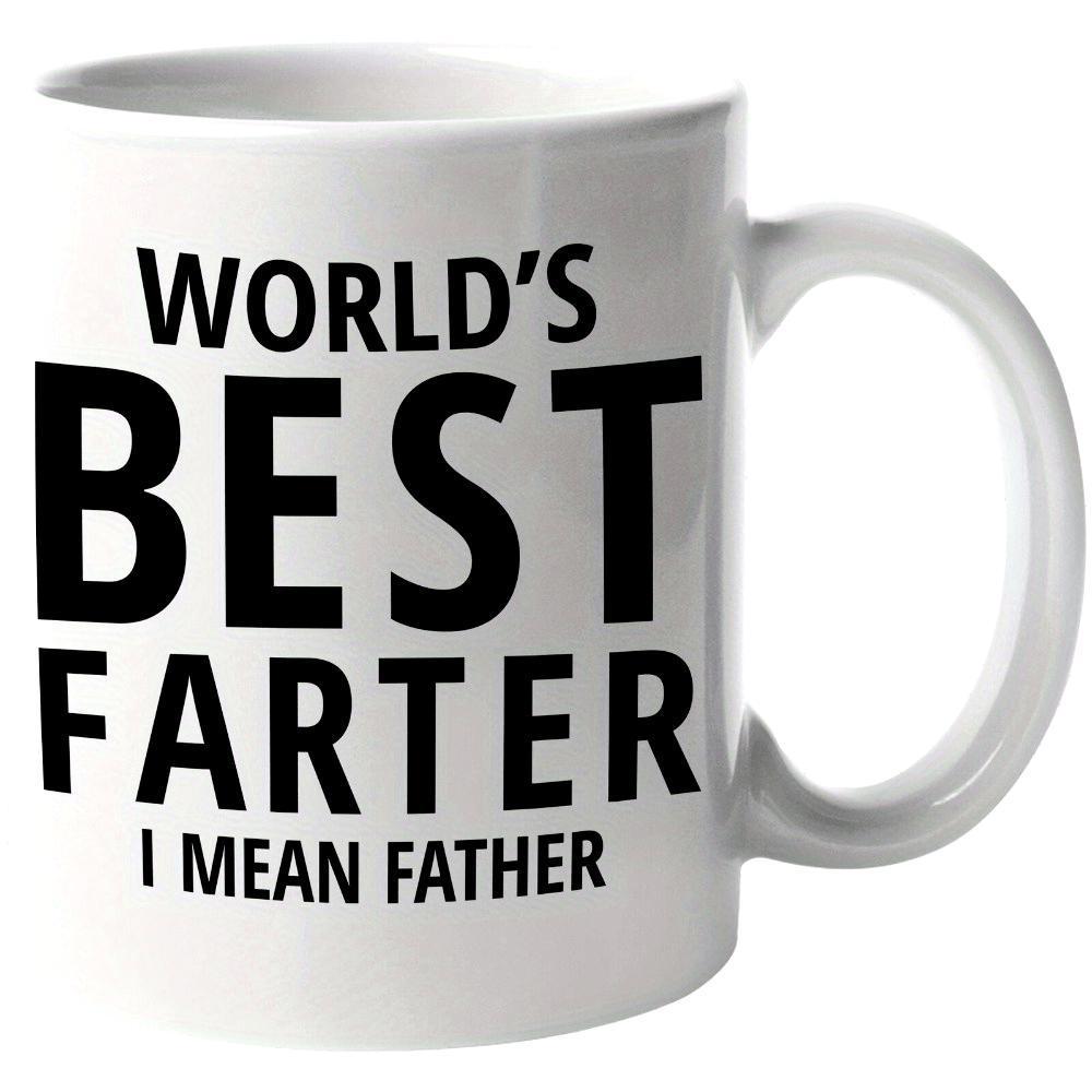 Tailorly White Ceramic 11 oz Mug - Worlds Best Farter I Mean Father Bold Black Typography Printed On A Smooth Ceramic Surface Mug