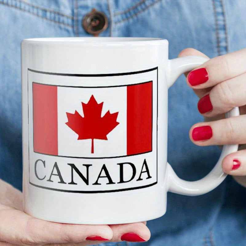 Tailorly White Ceramic 11 oz Mug - Canada Iconic Red Maple Leaf Symbol Featured In National Flag Design Flag