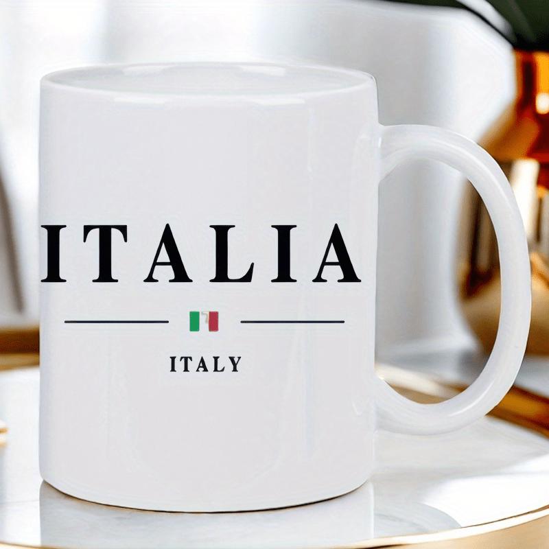 Tailorly White Ceramic 11 oz Mug - Italia Italy Minimalist Design Featuring A Small Italian Tricolor Flag Symbol Decorative Mug