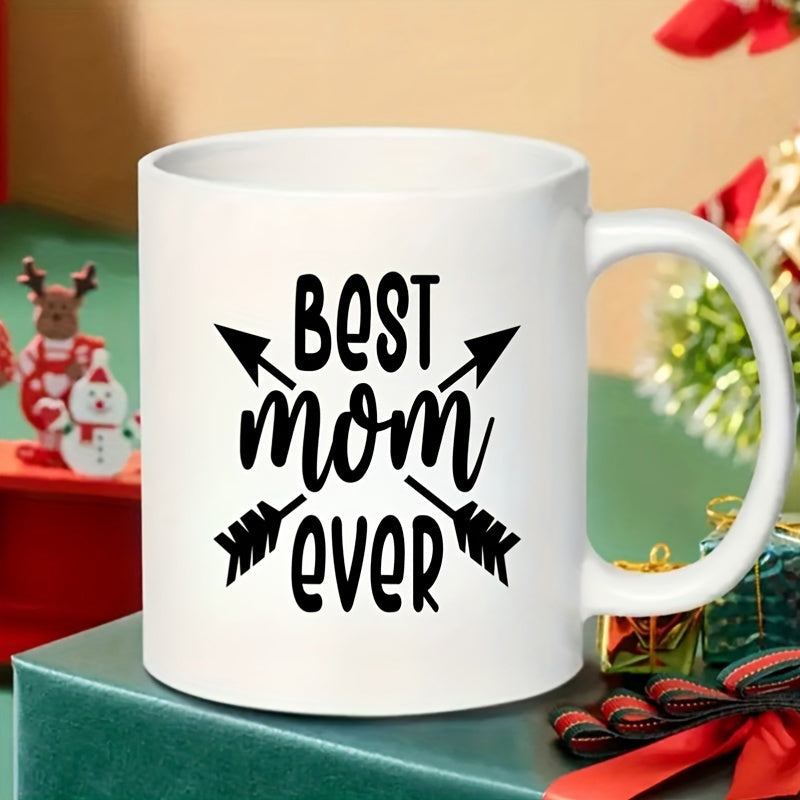 Tailorly White Ceramic 11 oz Mug - Best Mom Ever Minimalist Black Crossed Arrows Arranged In A Symmetrical Tribal Style Arrow