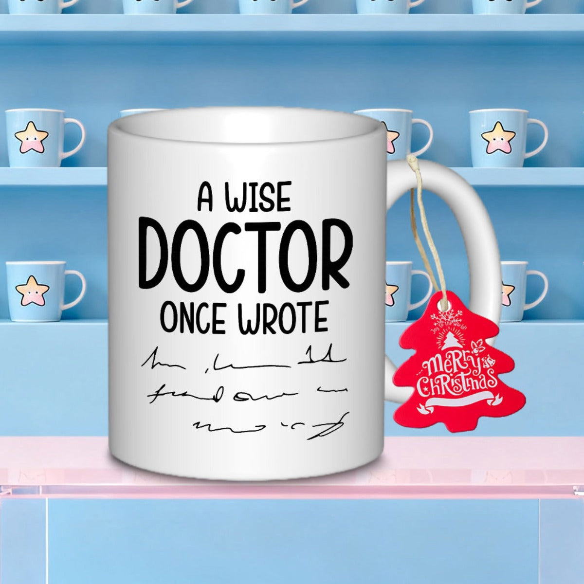 Tailorly White Ceramic 11 oz Mug - A Wise Doctor Once Wrote White Ceramic Material Featuring Minimalist Messy Handwriting Scribbles In Humorous Medical Style Mug