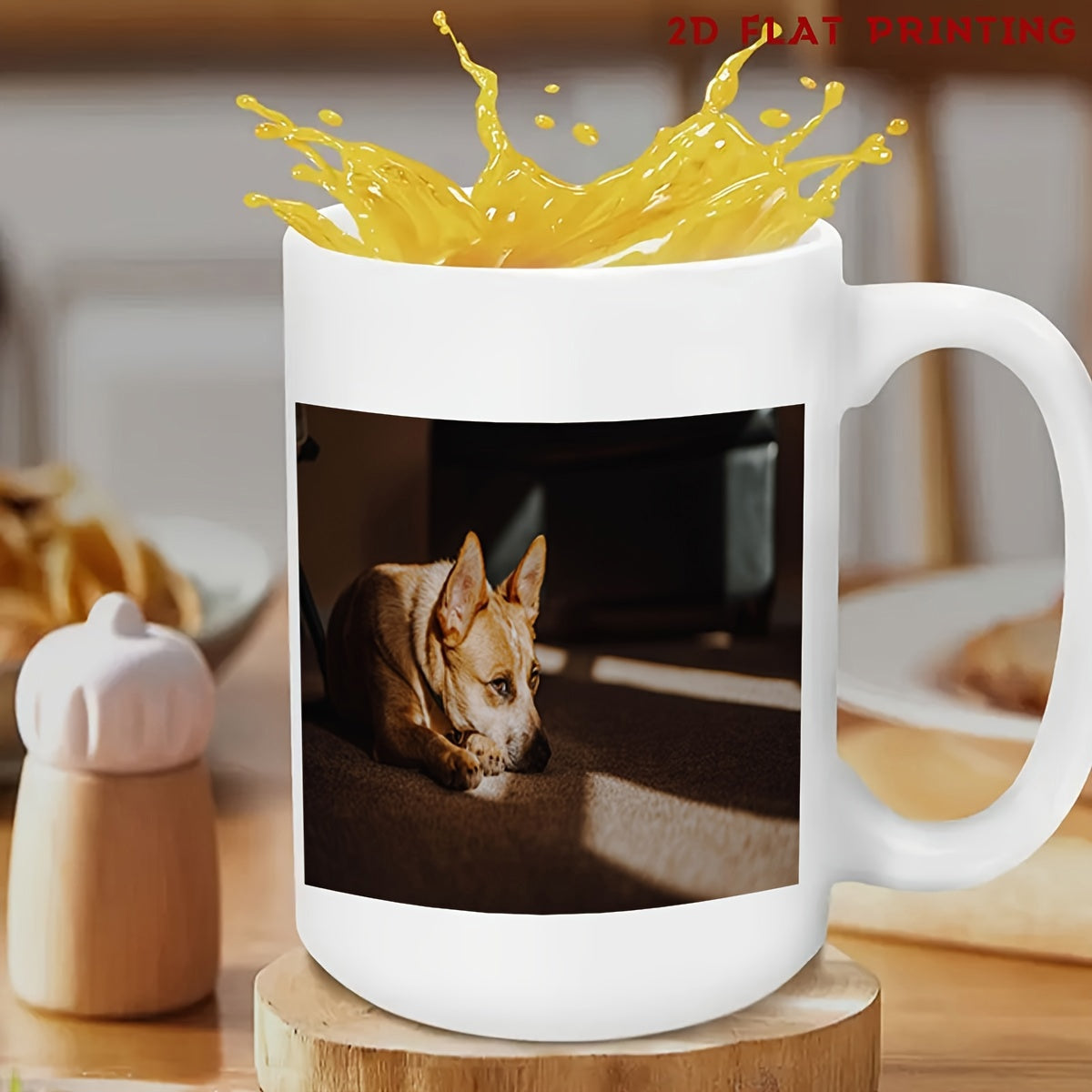 Tailorly White Ceramic 11 oz Mug - Faithful Companion Resting Peacefully Among Warm Sunbeams And Soft Shadows Dog