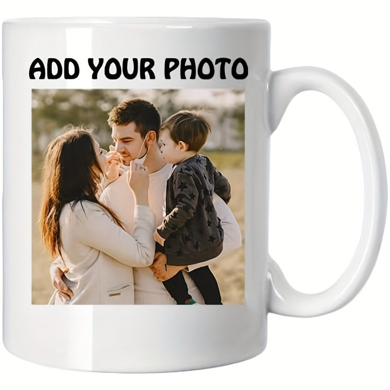 Tailorly White Ceramic 11 oz Mug - Add Your Photo Happy Parents With Child Embracing Under Warm Golden Evening Sunlight Family