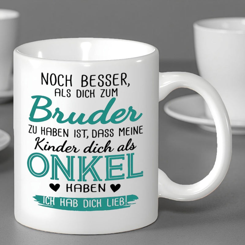 Tailorly White Ceramic 11 oz Mug - Decorative With Teal Accents And Small Black Hearts Mug