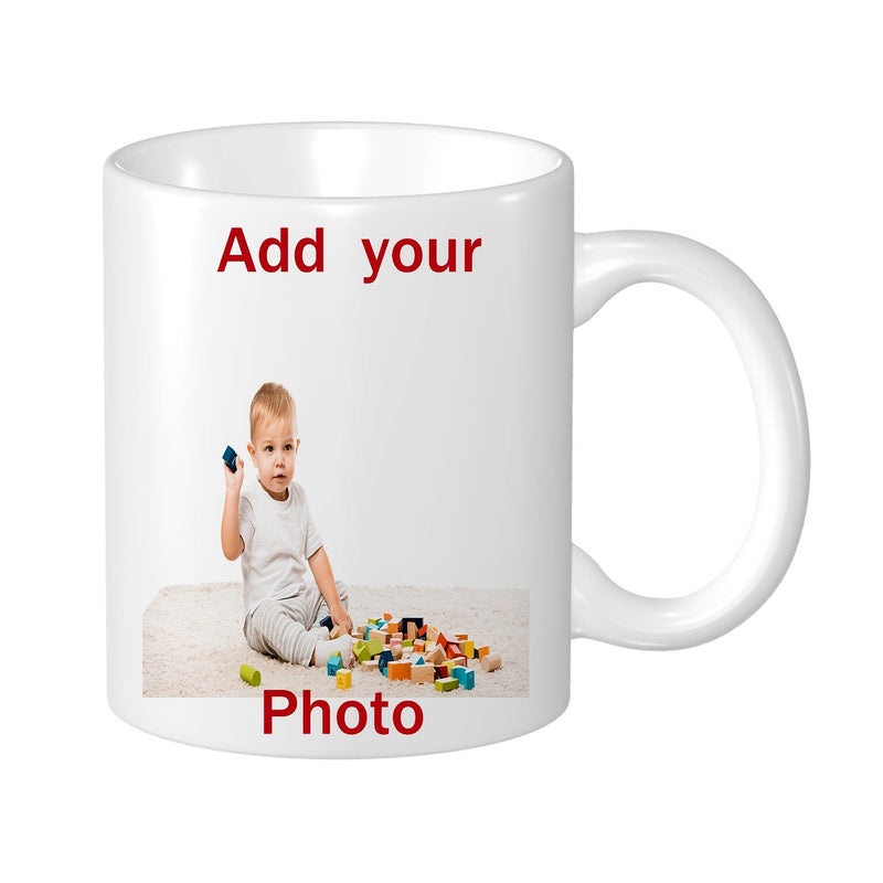 Tailorly White Ceramic 11 oz Mug - Add Your Photo Adorable Toddler Playing On The Floor With Colorful Toy Child
