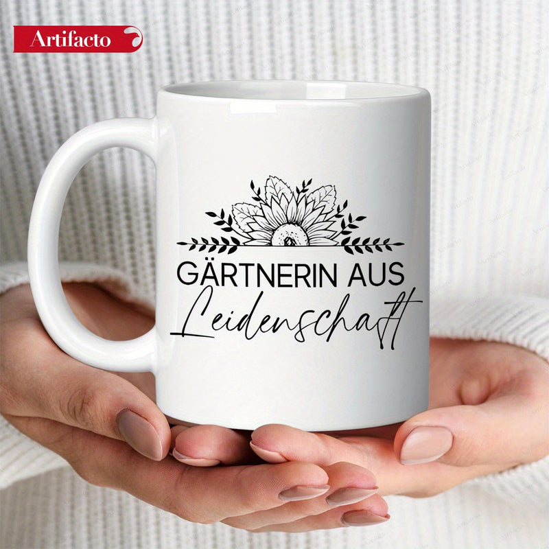 Tailorly White Ceramic 11 oz Mug - Graceful Blooming Sunflower With Delicate Leaves And Ornate Garden Petals Sunflower