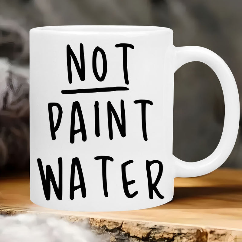 Tailorly White Ceramic 11 oz Mug - Not Paint Water Simple Elegant Ceramic Texture With Hand Lettered Minimalist Artistic Styling Mug