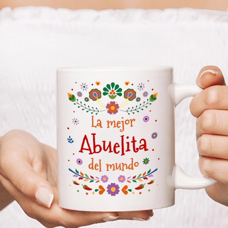 Tailorly White Ceramic 11 oz Mug - Colorful Traditional Mexican Style Floral Patterns With Decorative Symmetrical Elements Mug