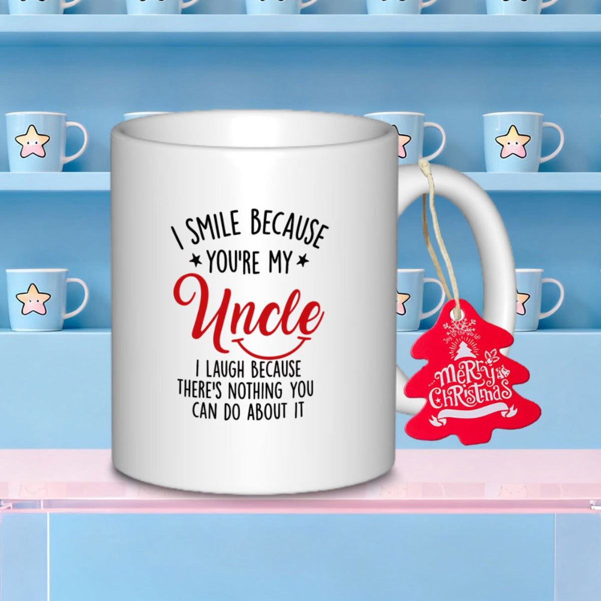 Tailorly White Ceramic 11 oz Mug - I Smile Because Youre My Uncle I Laugh Because Theres Nothing You Can Do About It Minimalist Typography Style Featuring Elegant