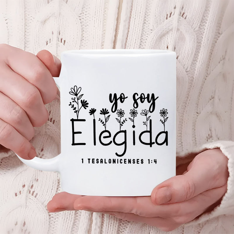 Tailorly White Ceramic 11 oz Mug - Minimalist Black Line Art Wildflowers Blooming Along The Bottom Edge Flower