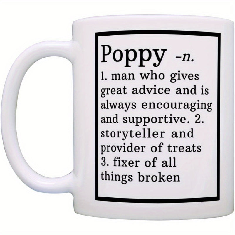 Tailorly White Ceramic 11 oz Mug - Poppy Minimalist Black Rectangular Frame Surrounding Inspirational Meaningful Sentimental Dictionary Style Definition Sign