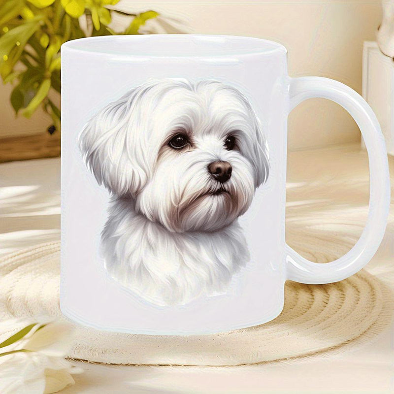Tailorly White Ceramic 11 oz Mug - Adorable Fluffy White Maltese Portrait Featuring Gentle Eyes And Soft Fur Dog