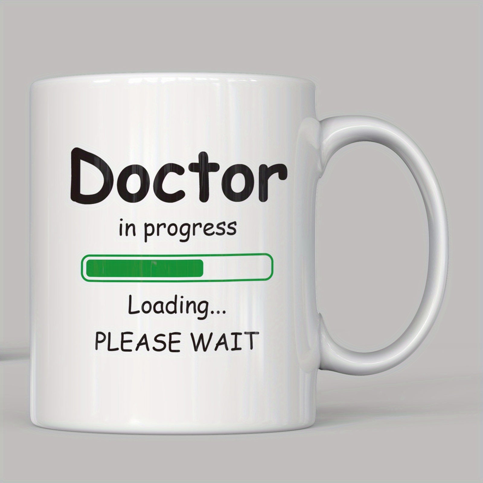 Tailorly White Ceramic 11 oz Mug - Doctor In Progress Loading Please Wait Minimalist White Ceramic With Horizontal Green Loading Bar Symbol Graphic Design Mug