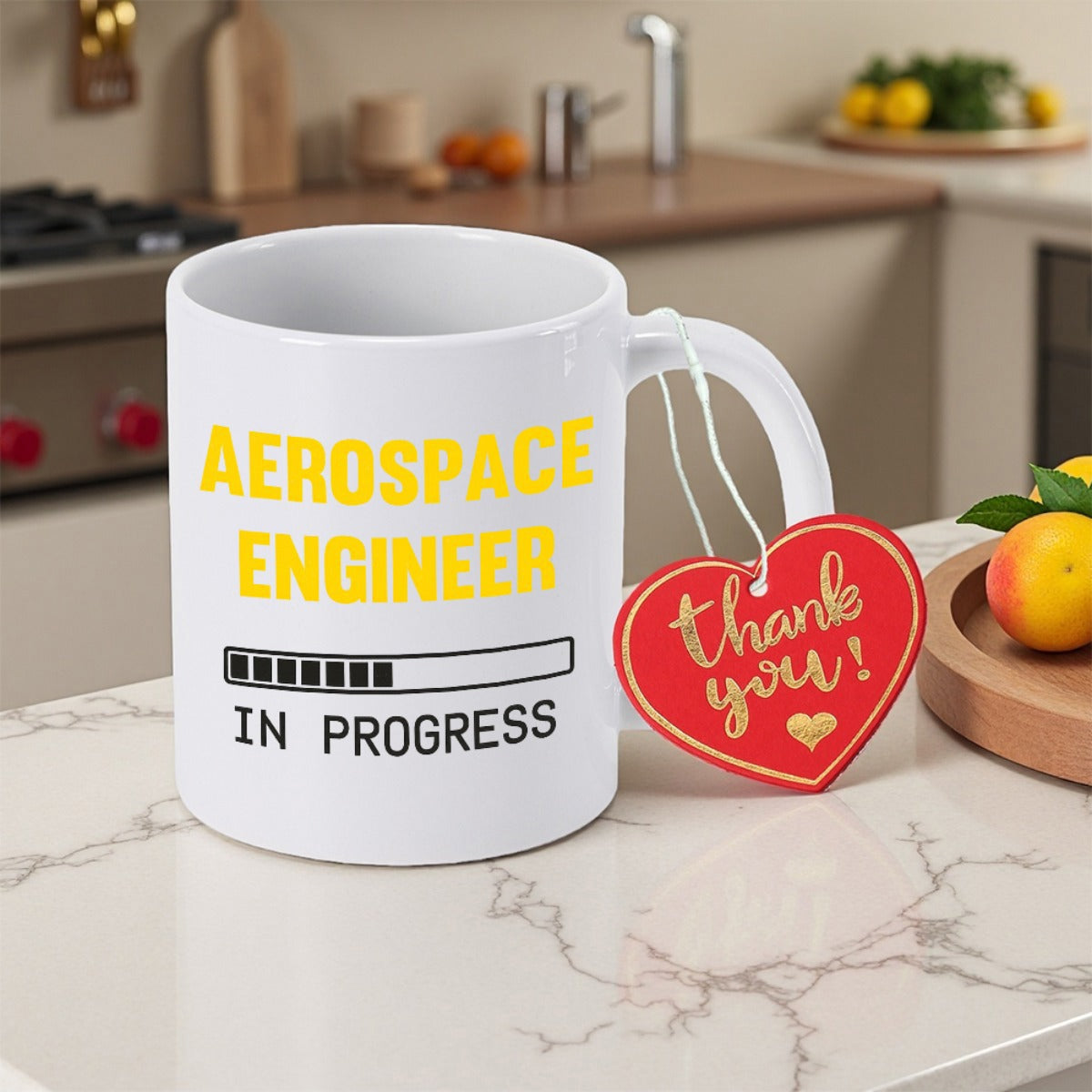 Tailorly White Ceramic 11 oz Mug - Aerospace Engineer In Progress Minimalist Loading Bar Design With Sleek Bold Typography On