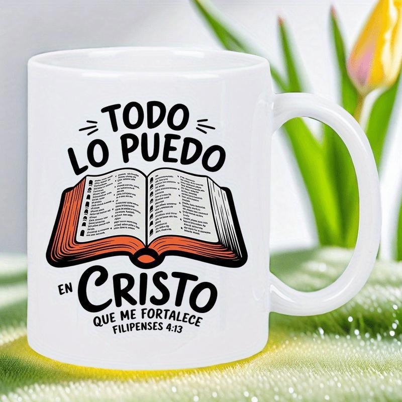Tailorly White Ceramic 11 oz Mug - Detailed Illustration Of An Open Sacred Book With Turning Pages Bible