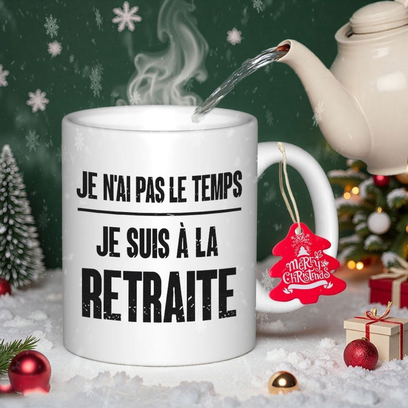 Tailorly White Ceramic 11 oz Mug - Merry Christmas White Ceramic Cup In Festive Holiday Scene With Snow Ornaments Mug