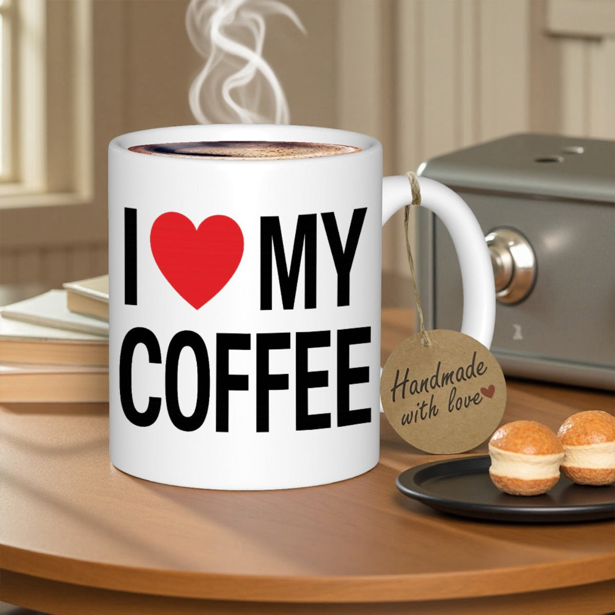 Tailorly White Ceramic 11 oz Mug - I My Coffee Bold Black Typography Accompanied By Vibrant Red Graphic Heart Mug
