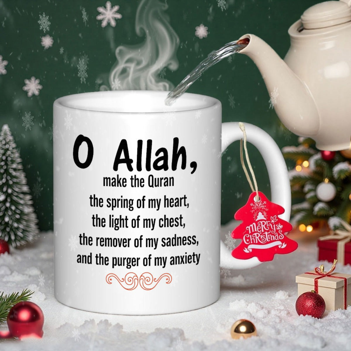 Tailorly White Ceramic 11 oz Mug - O Allah Make The Quran The Spring Of My Heart The Light Of My Chest The Remover Of My Sadness And The Purger Of My Anxiety