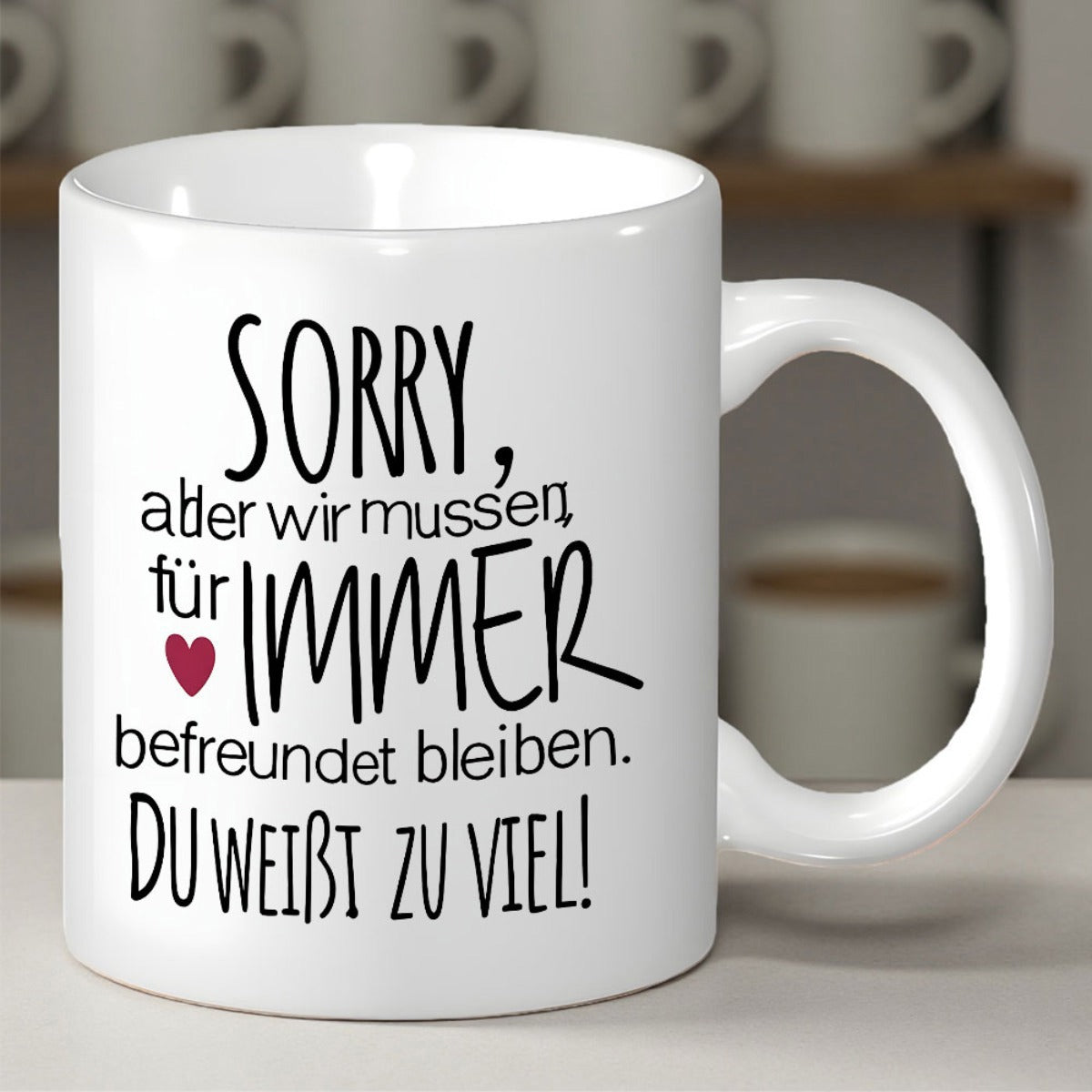 Tailorly White Ceramic 11 oz Mug - Sorry Minimalist With Artistic Handwritten Quote And Small Heart Mug