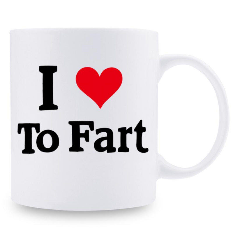 Tailorly White Ceramic 11 oz Mug - I To Fart Minimalist White Background With A Vibrant Bold Red Heart Symbol Mug