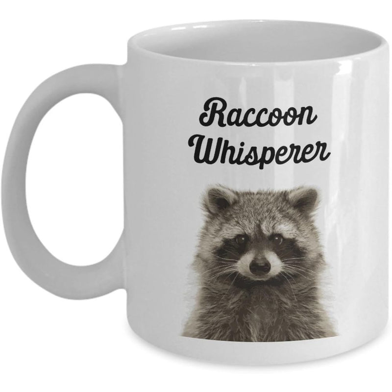 Tailorly White Ceramic 11 oz Mug - Raccoon Whisperer Detailed Wildlife Art With Intense Gaze And Soft Fur Raccoon