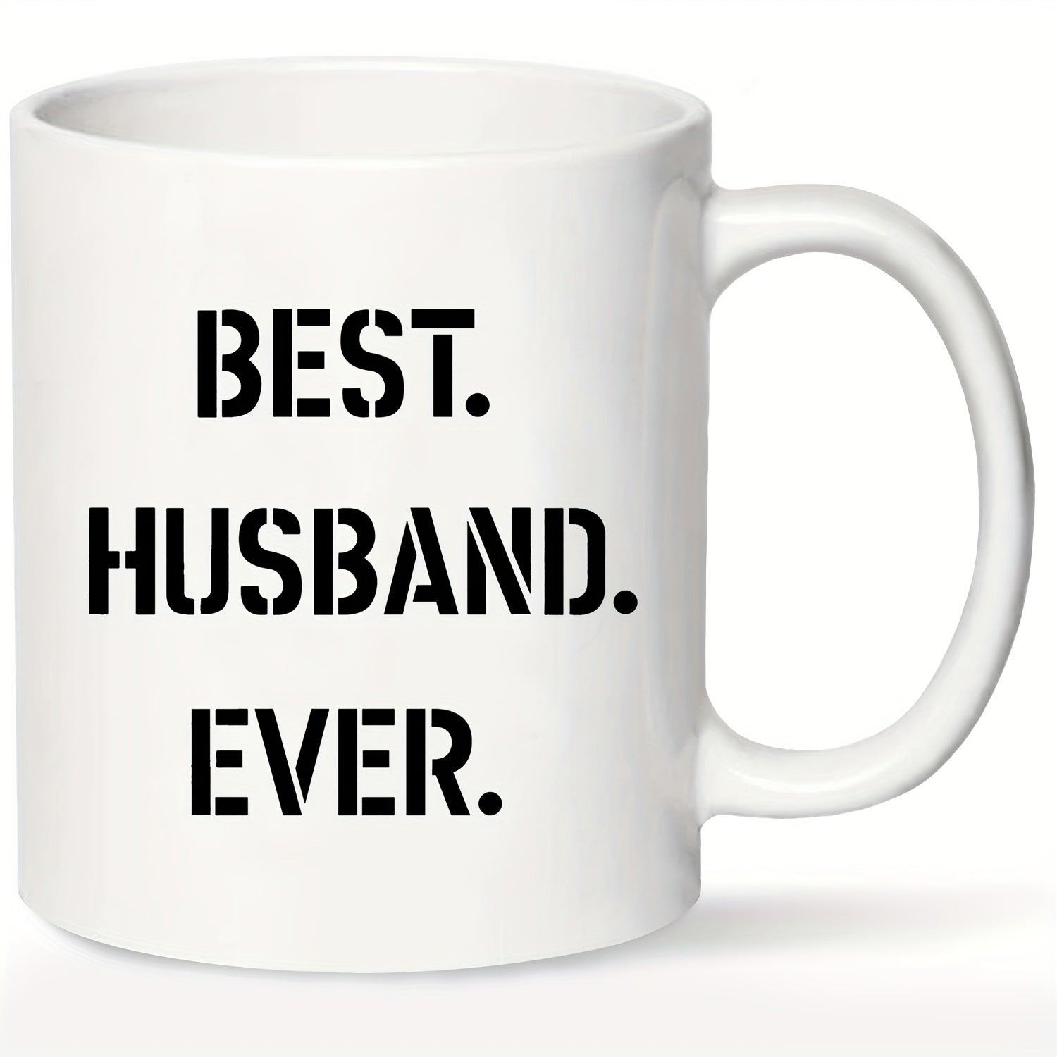 Tailorly White Ceramic 11 oz Mug - Best Husband Ever Stencil Style Bold Black Lettering On A Clean