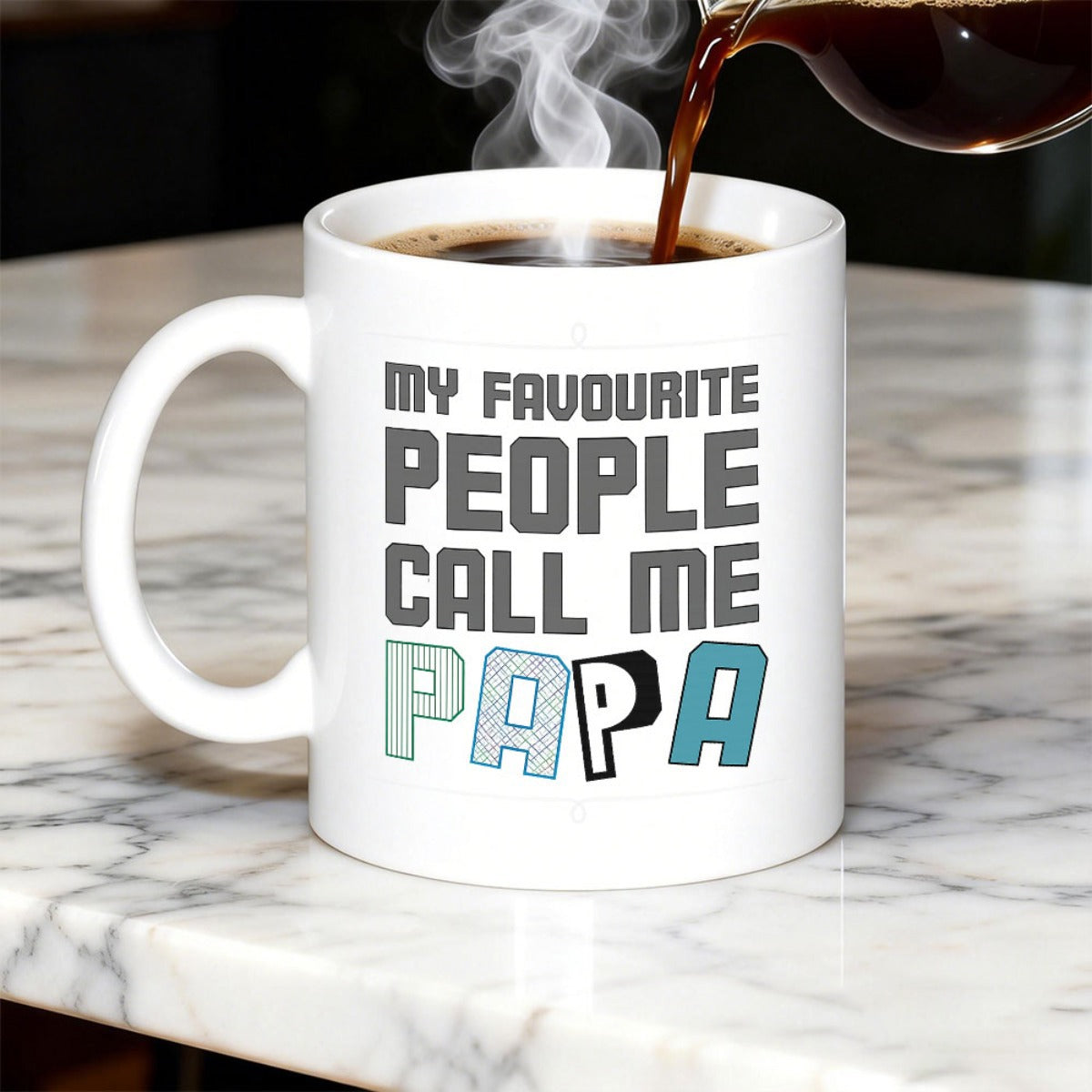 Tailorly White Ceramic 11 oz Mug - My Favourite People Call Me Papa Bold Block Letters Featuring Artistic Patterns Styled For Loving Father Typography