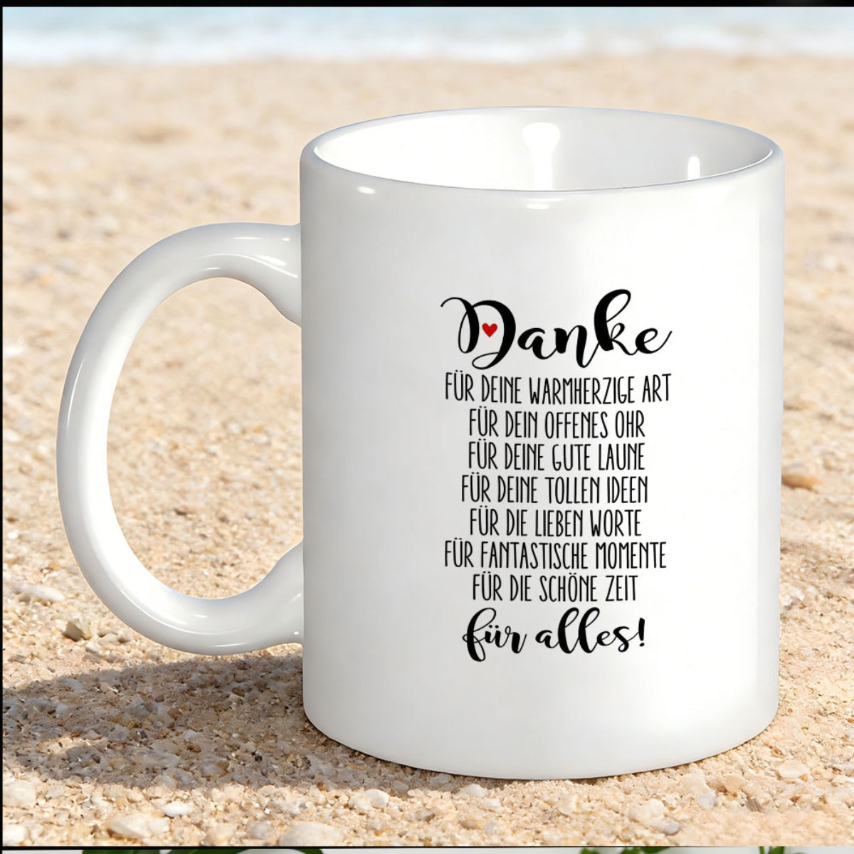 Tailorly White Ceramic 11 oz Mug - Pristine Resting Upon Golden Grains Of Sand Mug