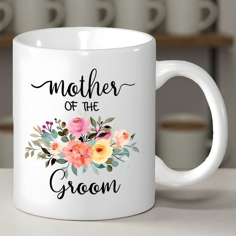 Tailorly White Ceramic 11 oz Mug - Mother Of The Groom Beautiful Arrangement Of Colorful Roses With Green Leaves And Floral Accents Flower