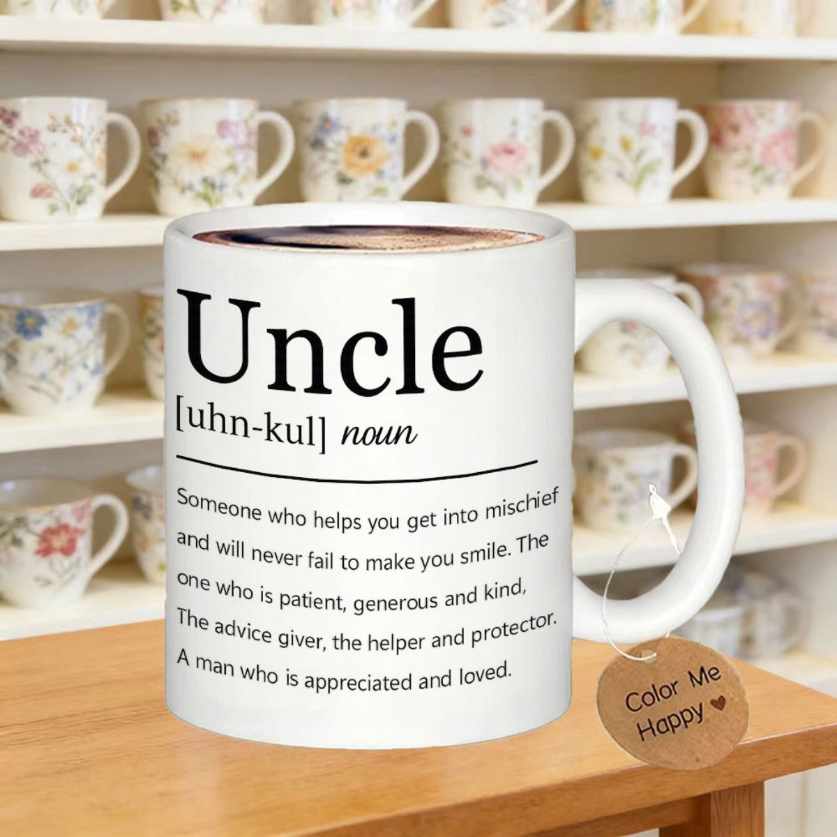 Tailorly White Ceramic 11 oz Mug - Uncle Minimalist Dictionary Style Layout Featuring Black Typography On Clean Ceramic Mug