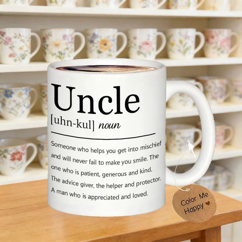 Tailorly White Ceramic 11 oz Mug - Uncle Minimalist Dictionary Style Layout Featuring Black Typography On Clean Ceramic Mug