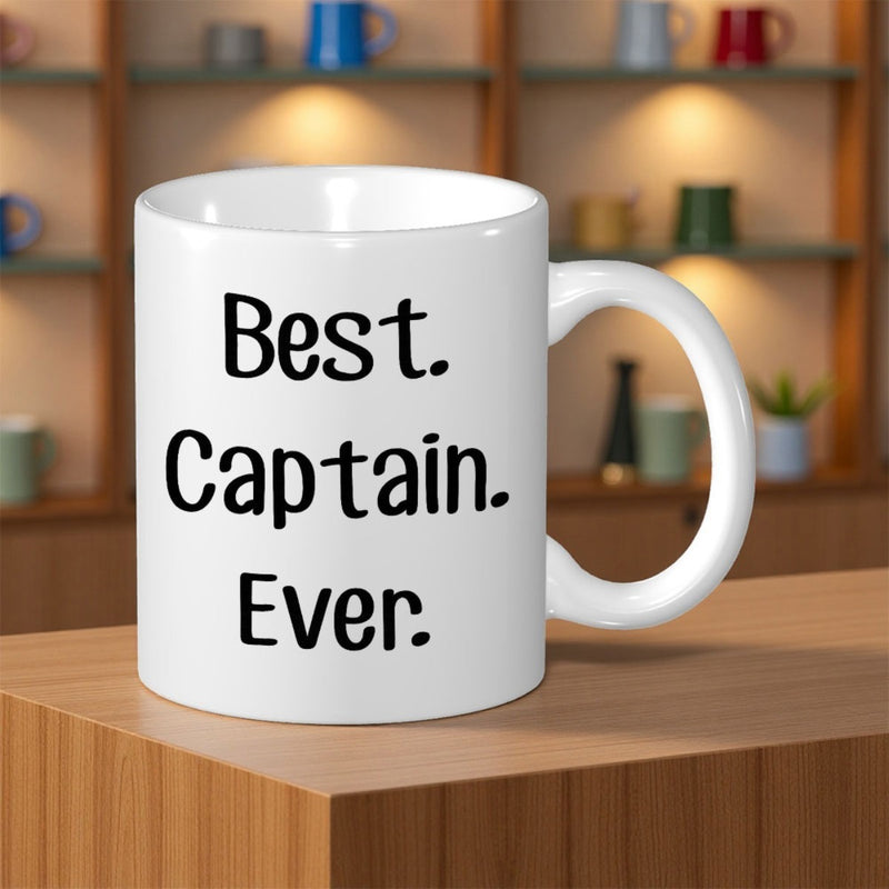 Tailorly White Ceramic 11 oz Mug - Best Captain Ever Simple Minimalist Ceramic Vessel With Smooth Glossy Surface And Handle Mug