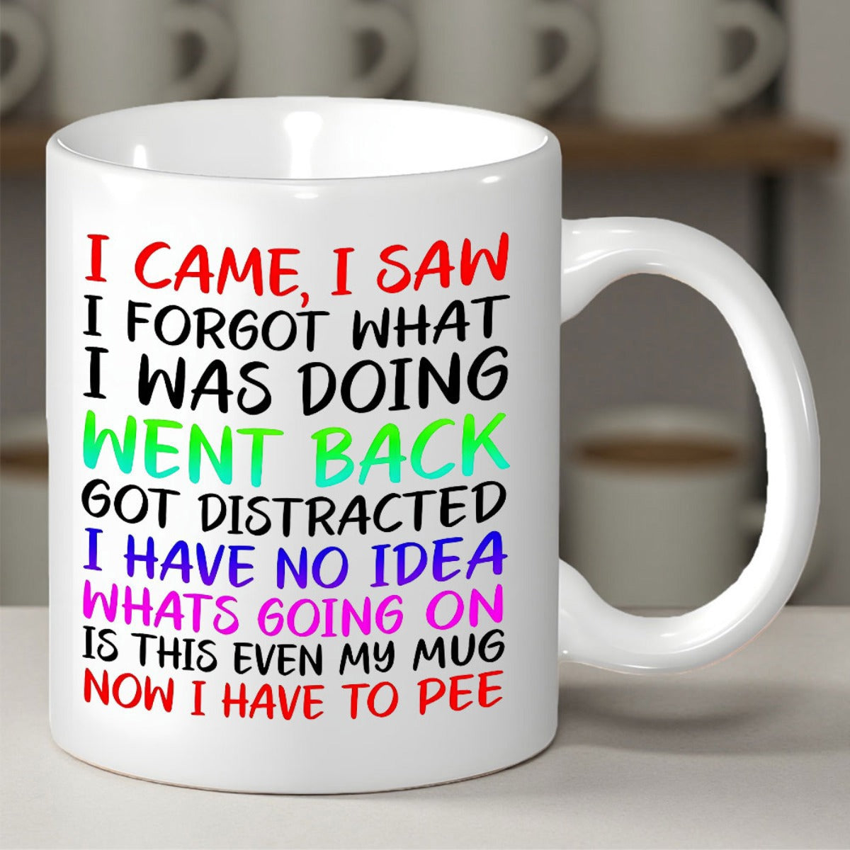 Tailorly White Ceramic 11 oz Mug - I Came I Saw I Forgot What I Was Doing Went Back Got Distracted I Have No Idea Whats Going On Is This Even My Mug Now I Have To