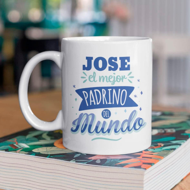 Tailorly White Ceramic 11 oz Mug - Elegant Featuring Stylish Blue Lettering And Ribbon Decor Mug