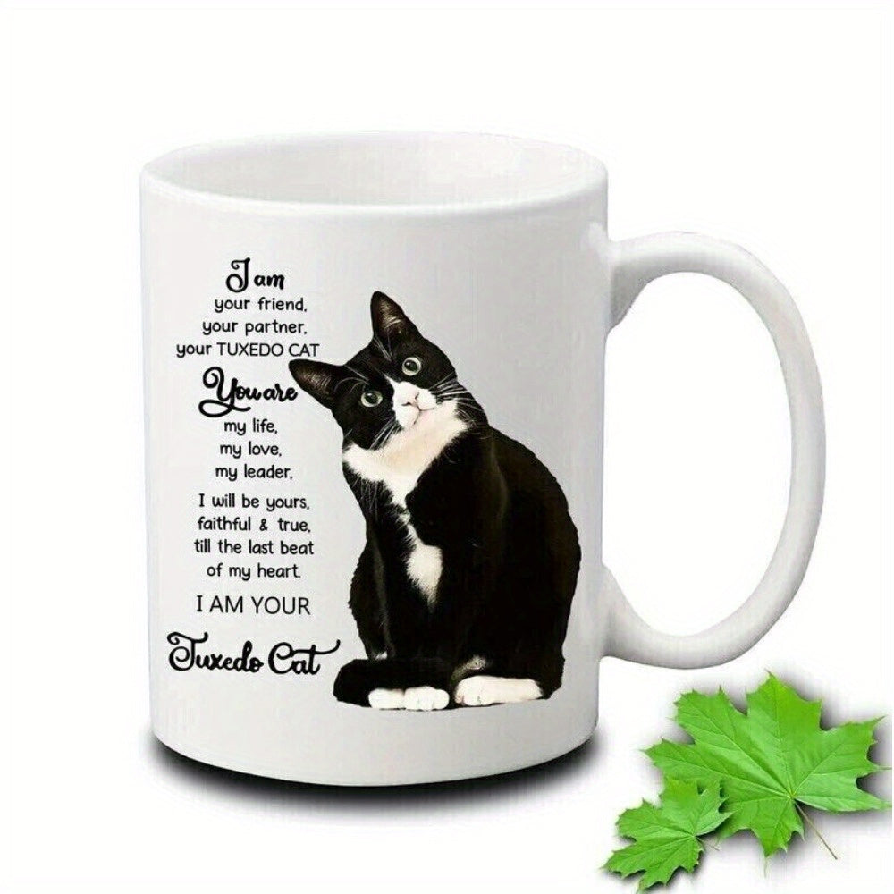 Tailorly White Ceramic 11 oz Mug - I Am Your Friend Your Partner Your Tuxedo Cat You Are My Life My Love My Leader I Will Be Yours Faithful And True Till The Last