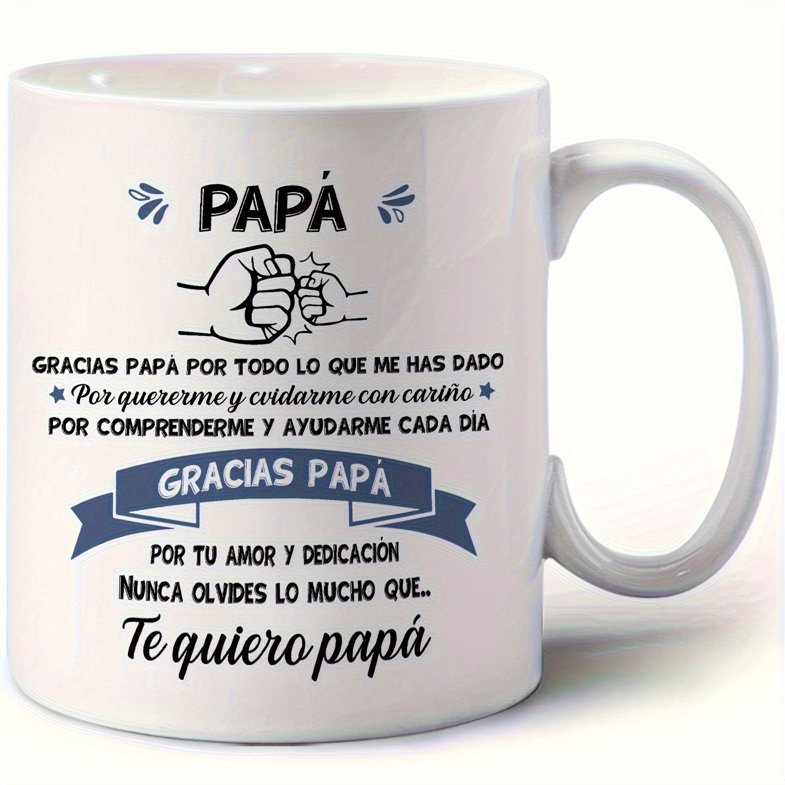 Tailorly White Ceramic 11 oz Mug - Heartwarming Minimalist Line Art Portraying Father And Child Together In A Fist