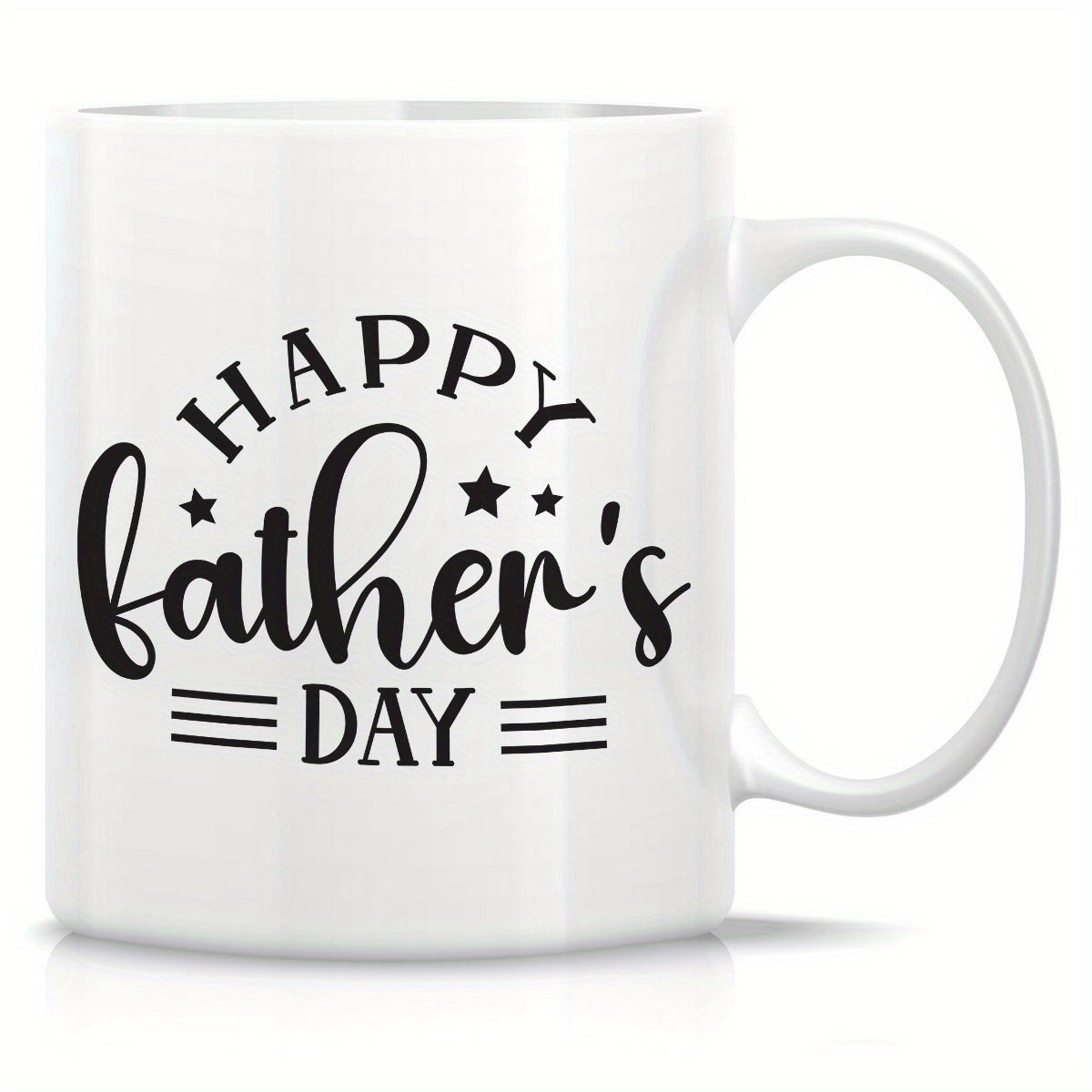 Tailorly White Ceramic 11 oz Mug - Happy Father's Day Minimalist Featuring Elegant Script Lettering And Decorative Stars Mug