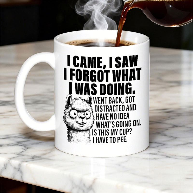 Tailorly White Ceramic 11 oz Mug - I Came I Saw I Forgot What I Was Doing Went Back Got Distracted And Have No Idea Whats Going On Is This My Cup I Have To Pee