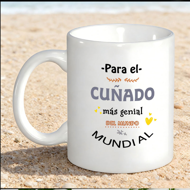 Tailorly White Ceramic 11 oz Mug - Simple Typographic Pattern With Heart Accents Resting On Smooth