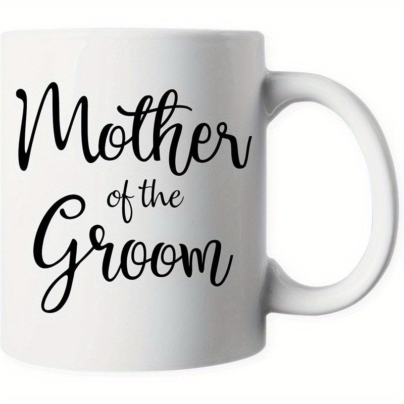 Tailorly White Ceramic 11 oz Mug - Mother Of The Groom Elegant Script Lettering On A Minimalist Smooth Ceramic Surface Mug