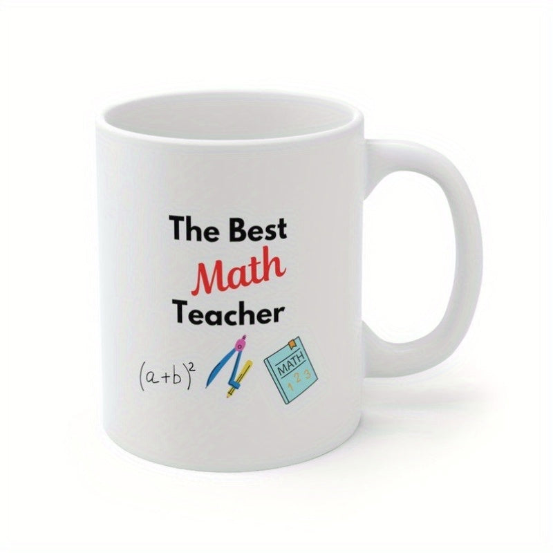 Tailorly White Ceramic 11 oz Mug - The Best Math Teacher Minimalist Featuring Educational Mathematics School Supplies Mug